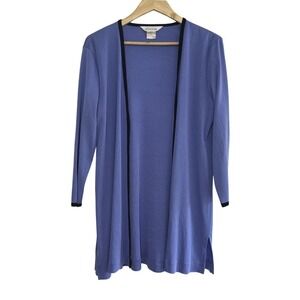 Misook Open Front Cardigan Sweater  Womens Large Purple 3/4 Sleeve Side Slit